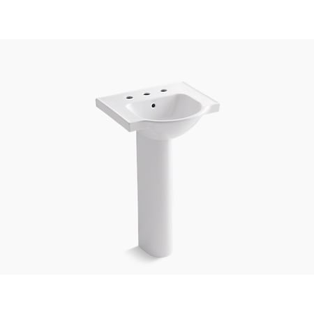 Kohler 21 Pedestal Bathroom Sink W/ 8 Widespread Faucet Holes 5265-8-0